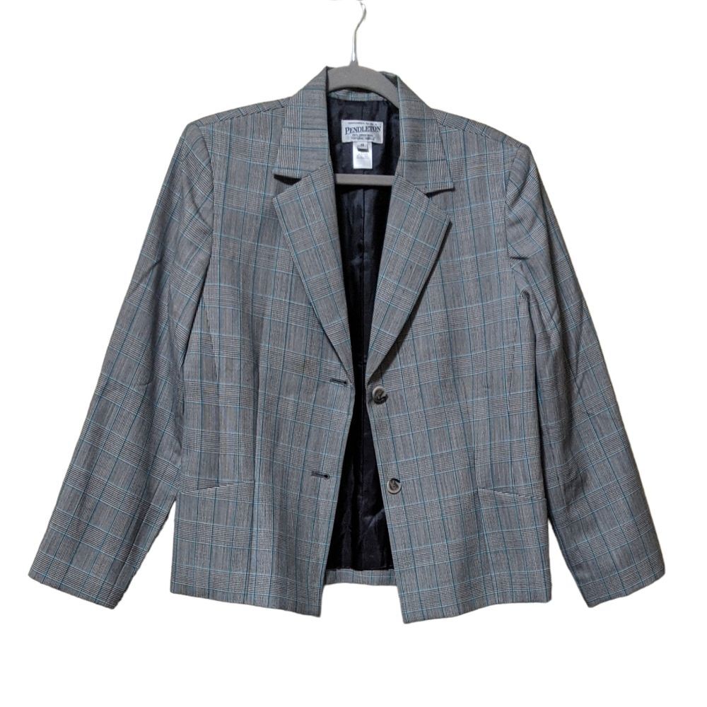 Pendleton plaid wool blazer preppy academia collegiate business career w…